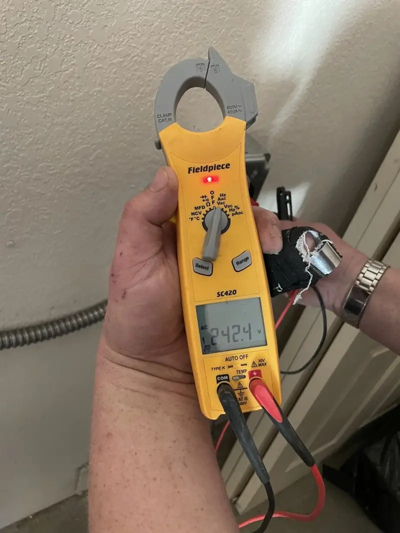Voltage testing with clamp meter during Hot Tub / Pool Electrical Wiring in Somerset